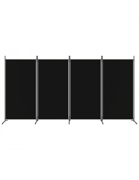 Divisorio a 4 Pannelli Nero 346x180 cm in Tessuto
