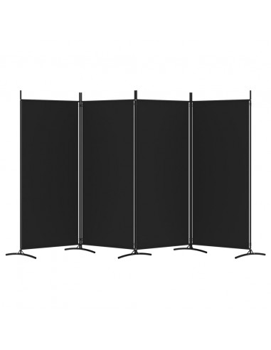 Divisorio a 4 Pannelli Nero 346x180 cm in Tessuto