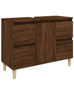 Mobile Lavabo Rovere Marrone 80x33x60 cm in Legno Multistrato 2