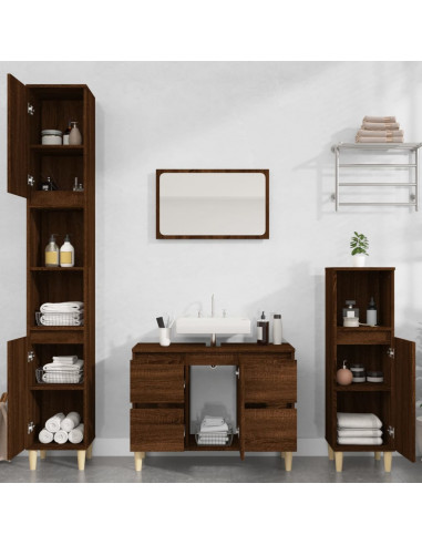 Mobile Lavabo Rovere Marrone 80x33x60 cm in Legno Multistrato