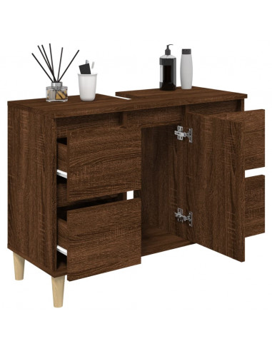 Mobile Lavabo Rovere Marrone 80x33x60 cm in Legno Multistrato