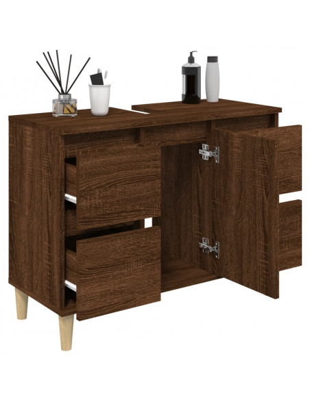 Mobile Lavabo Rovere Marrone 80x33x60 cm in Legno Multistrato