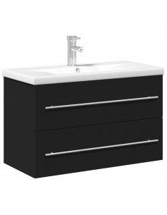 Mobile da Bagno con Lavabo Integrato Nero 2