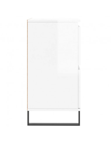 Credenza Bianco Lucido 60x35x70 cm in Legno Multistrato