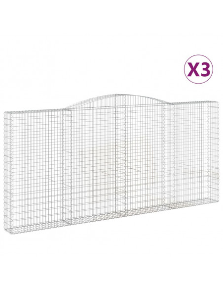 Cesti Gabbioni ad Arco 3 pz 400x30x180/200 cm Ferro Zincato
