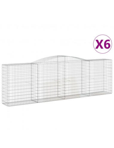 Cesti Gabbioni ad Arco 6 pz 400x50x120/140 cm Ferro Zincato