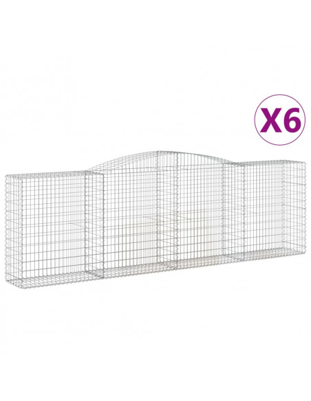 Cesti Gabbioni ad Arco 6 pz 400x50x120/140 cm Ferro Zincato