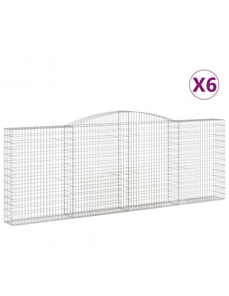 Cesti Gabbioni ad Arco 6 pz 400x30x140/160 cm Ferro Zincato