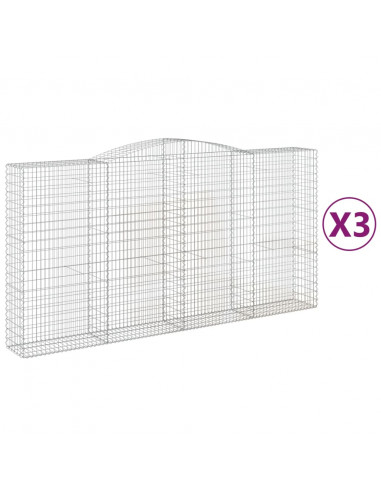 Cesti Gabbioni ad Arco 3 pz 400x50x200/220 cm Ferro Zincato