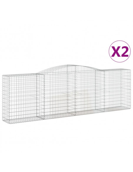 Cesti Gabbioni ad Arco 2 pz 400x50x120/140 cm Ferro Zincato