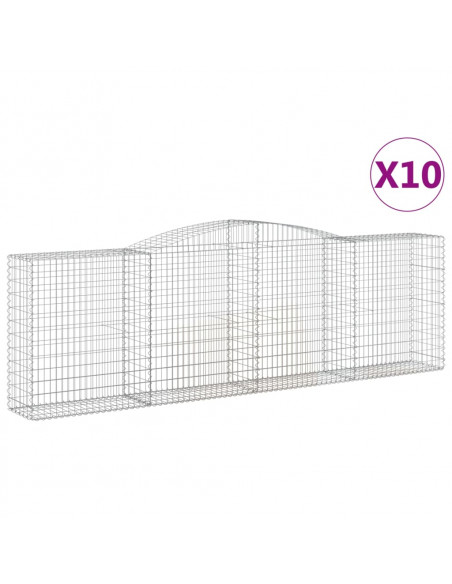 Cesti Gabbioni ad Arco 10 pz 400x50x120/140 cm Ferro Zincato