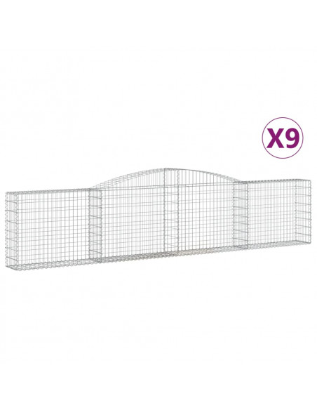 Cesti Gabbioni ad Arco 9 pz 400x30x80/100 cm Ferro Zincato
