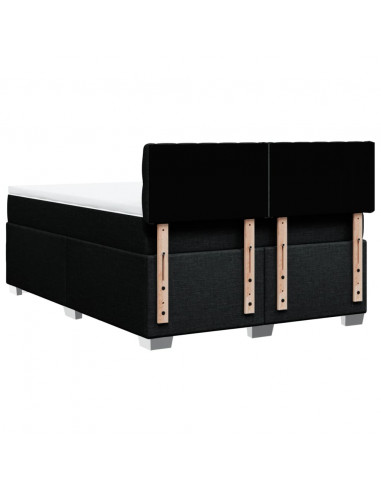 Giroletto a Molle con Materasso Nero 160x200 cm in Tessuto