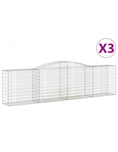 Cesti Gabbioni ad Arco 3 pz 400x50x100/120 cm Ferro Zincato