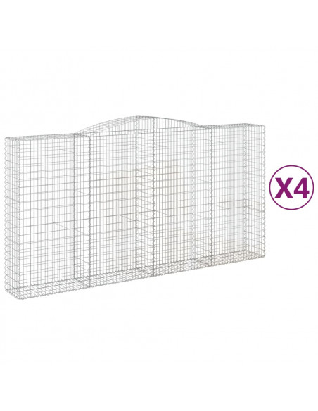 Cesti Gabbioni ad Arco 4 pz 400x50x200/220 cm Ferro Zincato