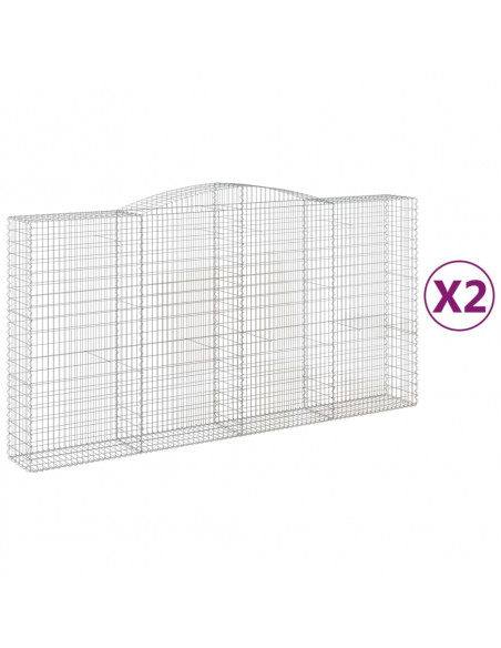 Cesti Gabbioni ad Arco 2 pz 400x50x200/220 cm Ferro Zincato