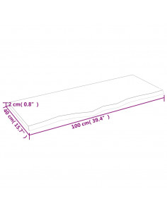 Piano Bagno 100x40x2 cm in Legno Massello Non Trattato