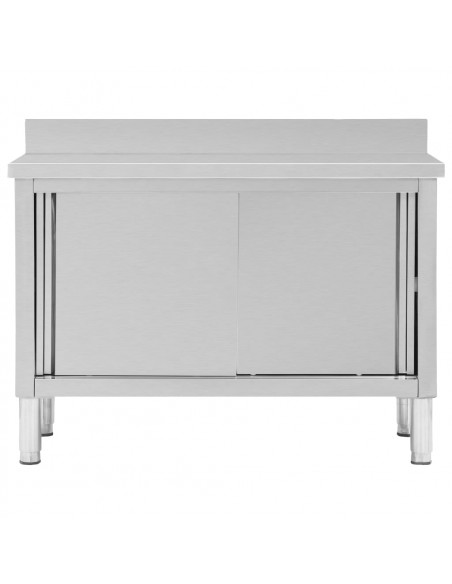Banco da Lavoro con Ante Scorrevoli 120x50x(95-97)cm in Acciaio