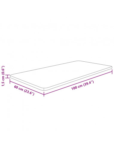 Piano Bagno 100x60x1,5 cm in Legno Massello Non Trattato