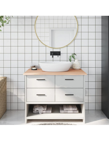 Piano Bagno 100x60x2 cm in Legno Massello Non Trattato
