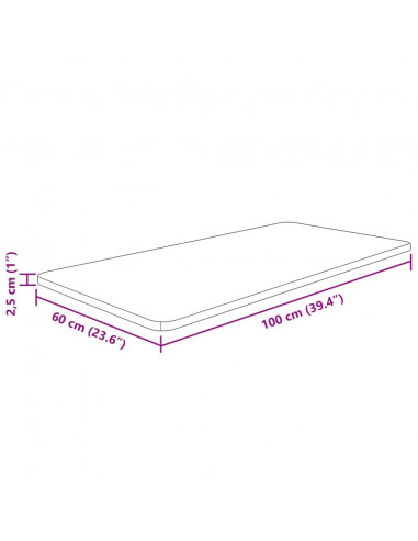 Piano Bagno 100x60x2,5 cm in Legno Massello Non Trattato