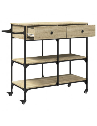Carrello da Cucina Rovere Sonoma 105x42x95 cm Legno Multistrato