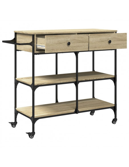 Carrello da Cucina Rovere Sonoma 105x42x95 cm Legno Multistrato