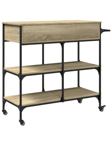 Carrello da Cucina Rovere Sonoma 105x42x95 cm Legno Multistrato