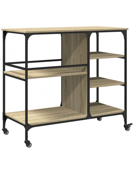 Carrello Cucina Rovere Sonoma 100x48x89,5 cm Legno Multistrato