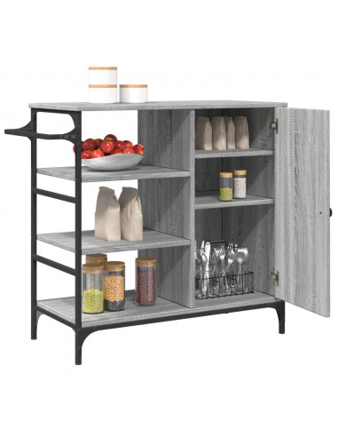 Carrello da Cucina Grigio Sonoma 87,5x38,5x84,5 cm Multistrato