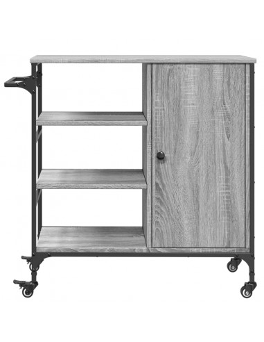 Carrello da Cucina Grigio Sonoma 87,5x38,5x84,5 cm Multistrato
