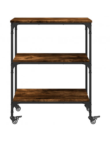 Carrello da Cucina Rovere Fumo 60x41x76 cm in Legno Multistrato