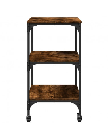 Carrello da Cucina Rovere Fumo 60x41x76 cm in Legno Multistrato