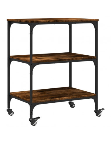 Carrello da Cucina Rovere Fumo 60x41x76 cm in Legno Multistrato