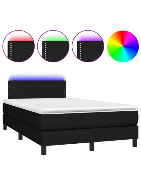 Letto a Molle con Materasso e LED Nero 120x190 cm in Tessuto