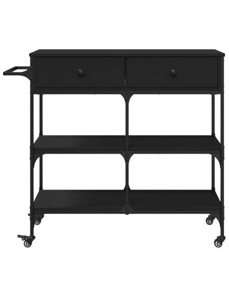 Carrello da Cucina Nero 105x42x95 cm in Legno Multistrato