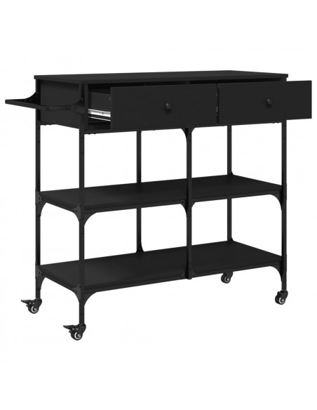 Carrello da Cucina Nero 105x42x95 cm in Legno Multistrato