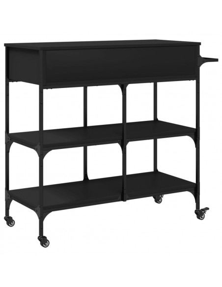 Carrello da Cucina Nero 105x42x95 cm in Legno Multistrato