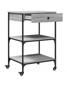 Carrello da Cucina Grigio Sonoma 60x48x89,5cm Legno Multistrato 2