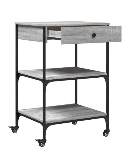 Carrello da Cucina Grigio Sonoma 60x48x89,5cm Legno Multistrato