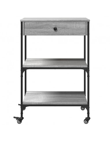 Carrello da Cucina Grigio Sonoma 60x48x89,5cm Legno Multistrato