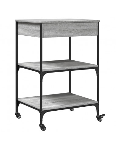 Carrello da Cucina Grigio Sonoma 60x48x89,5cm Legno Multistrato