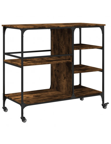 Carrello da Cucina Rovere Fumo 100x45x89,5 cm Legno Multistrato