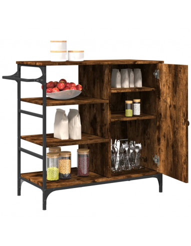 Carrello Cucina Rovere Fumo 87,5x38,5x84,5 cm Legno Multistrato