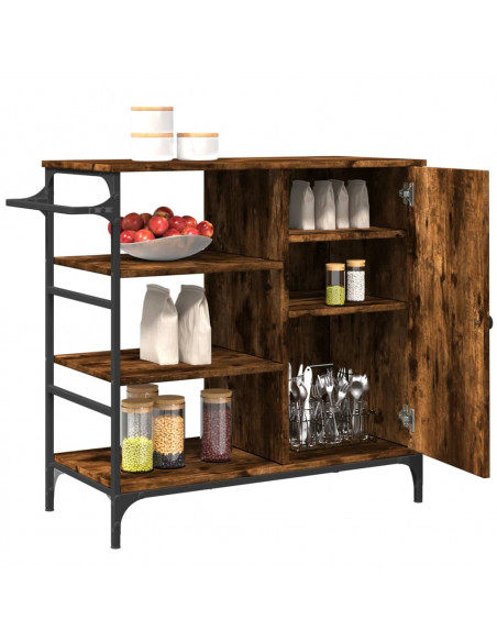 Carrello Cucina Rovere Fumo 87,5x38,5x84,5 cm Legno Multistrato