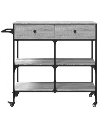 Carrello Cucina Grigio Sonoma 105x42x95 cm in Legno Multistrato