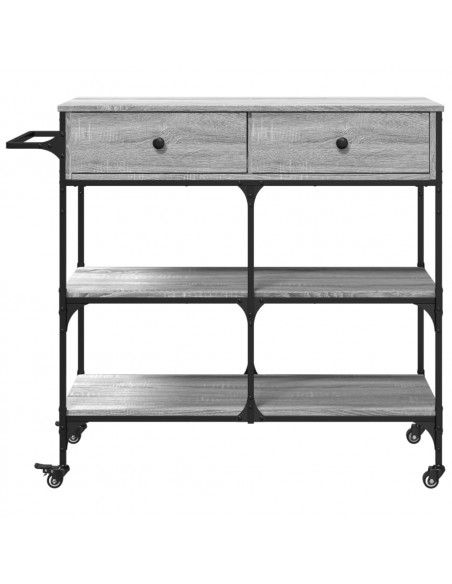 Carrello Cucina Grigio Sonoma 105x42x95 cm in Legno Multistrato