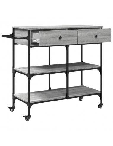 Carrello Cucina Grigio Sonoma 105x42x95 cm in Legno Multistrato