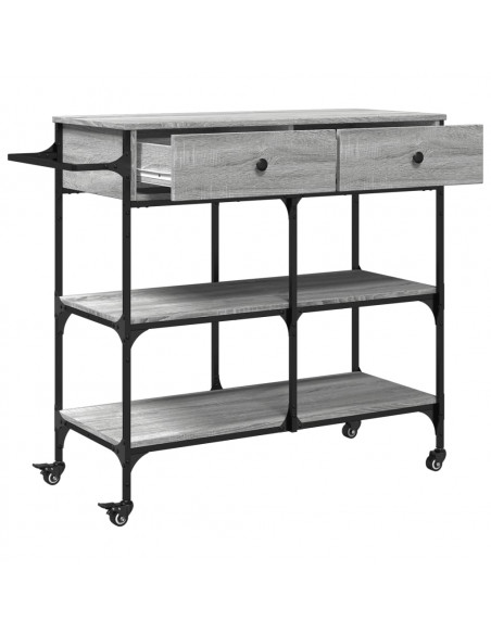 Carrello Cucina Grigio Sonoma 105x42x95 cm in Legno Multistrato