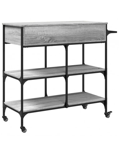 Carrello Cucina Grigio Sonoma 105x42x95 cm in Legno Multistrato